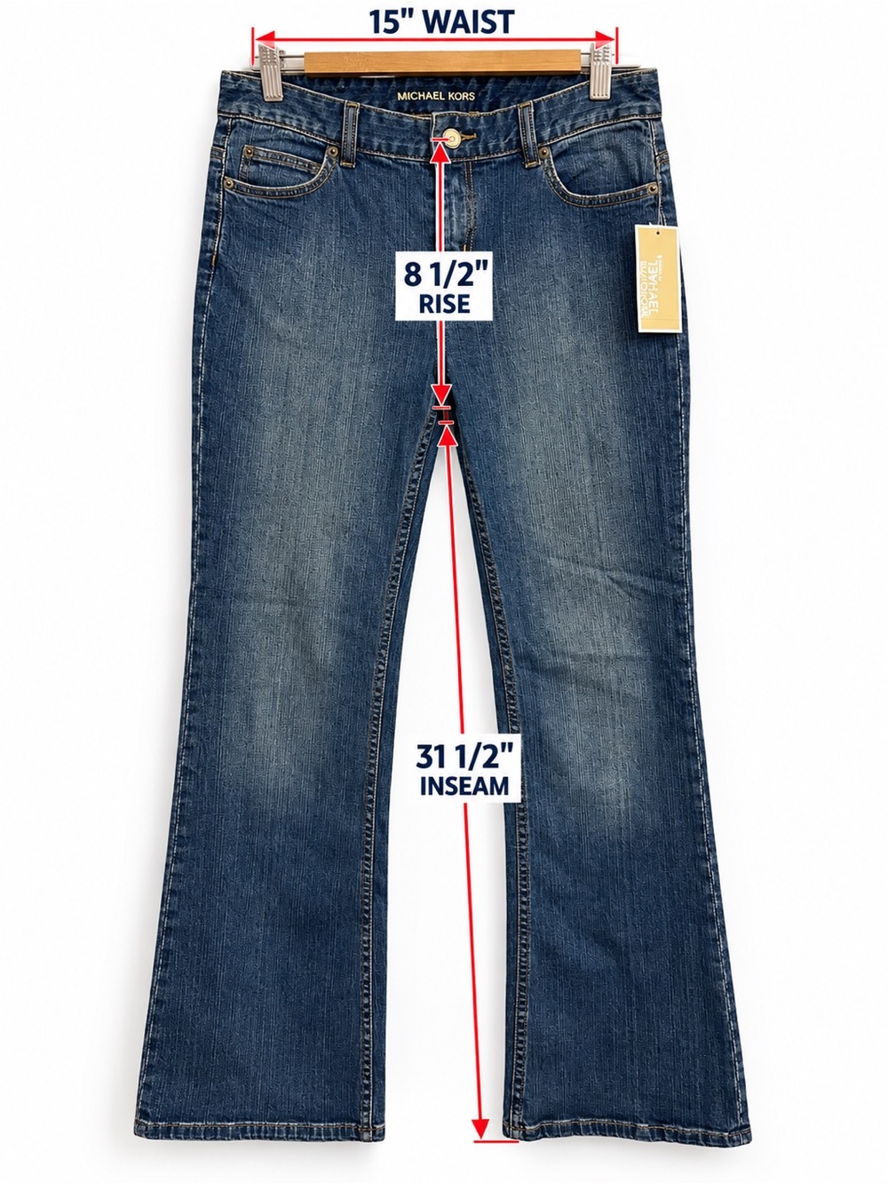 Michael Kors Low Rise Bootcut Jeans NWT Size 8/33 Rhinestone Y2K